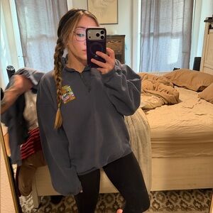 Vintage Warner Bros Quarter Zip Sweatshirt – USA Made – 90s Retro – Size Large